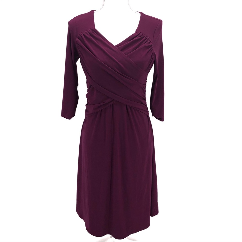 B Slim Petite Purple V Neck Shapewear Dress Sz MP
